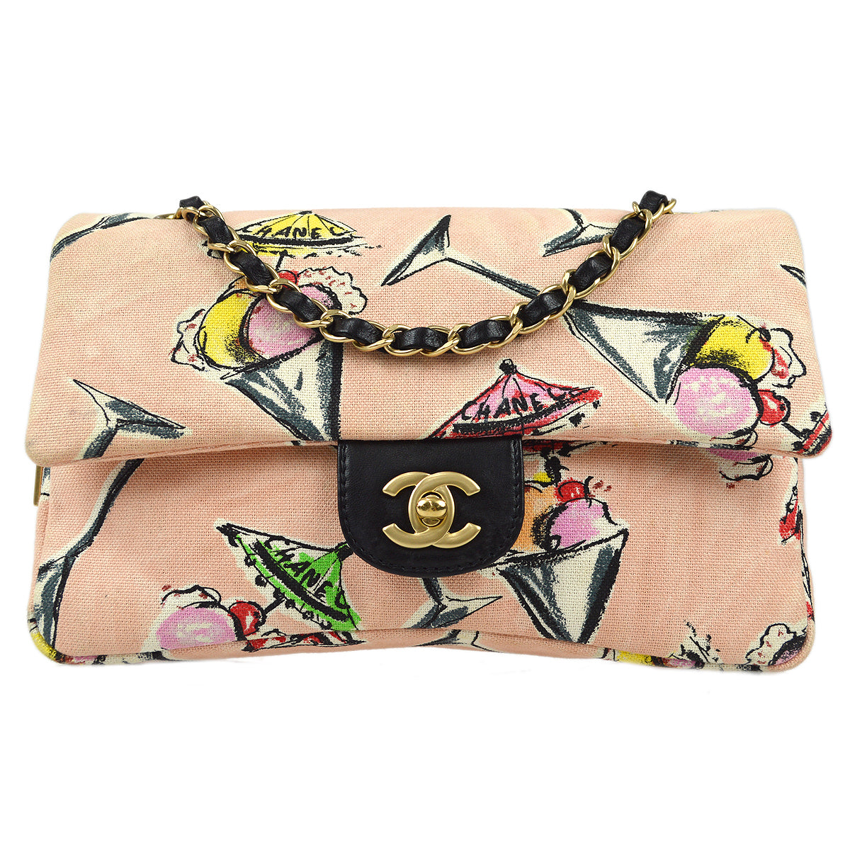Chanel Double Chain Shoulder Bag Pink