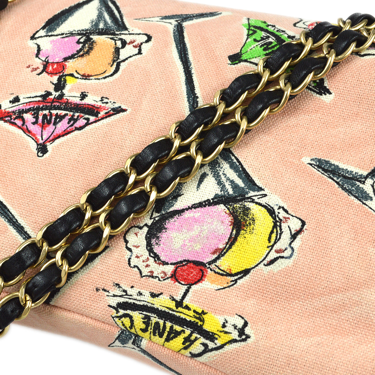 Chanel Double Chain Shoulder Bag Pink