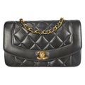 Chanel 1994-1996 Small Diana Chain Shoulder Bag Black Lambskin