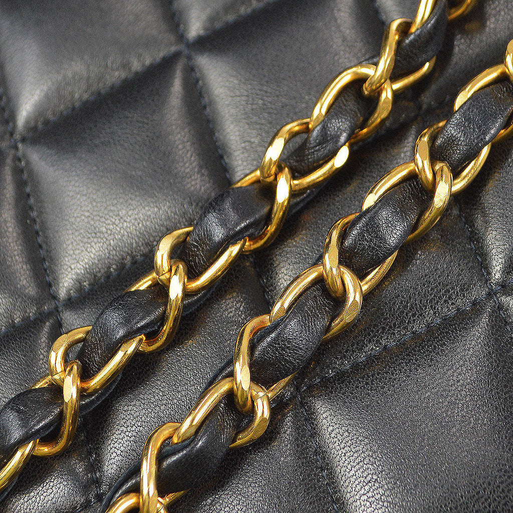 Chanel 1994-1996 Small Diana Chain Shoulder Bag Black Lambskin