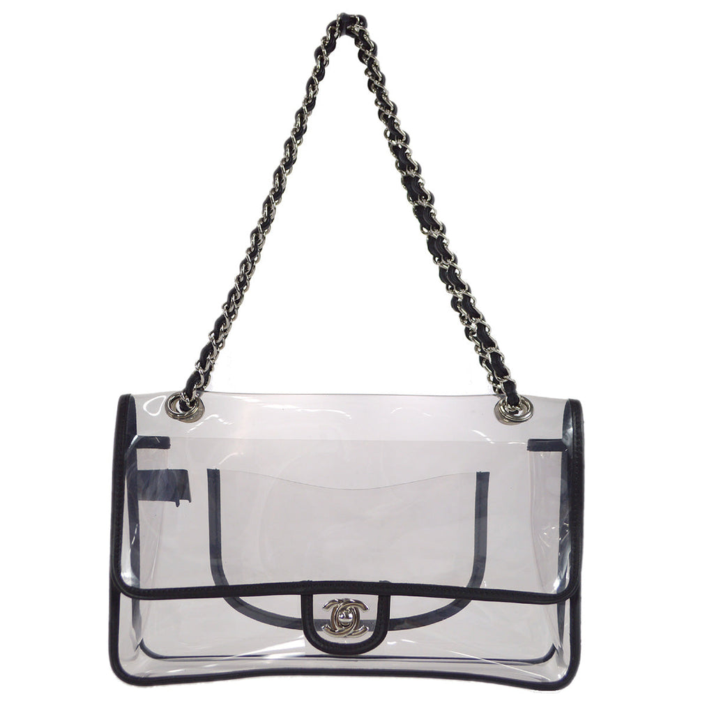 Chanel Double Chain Shoulder Bag Clear Vinyl
