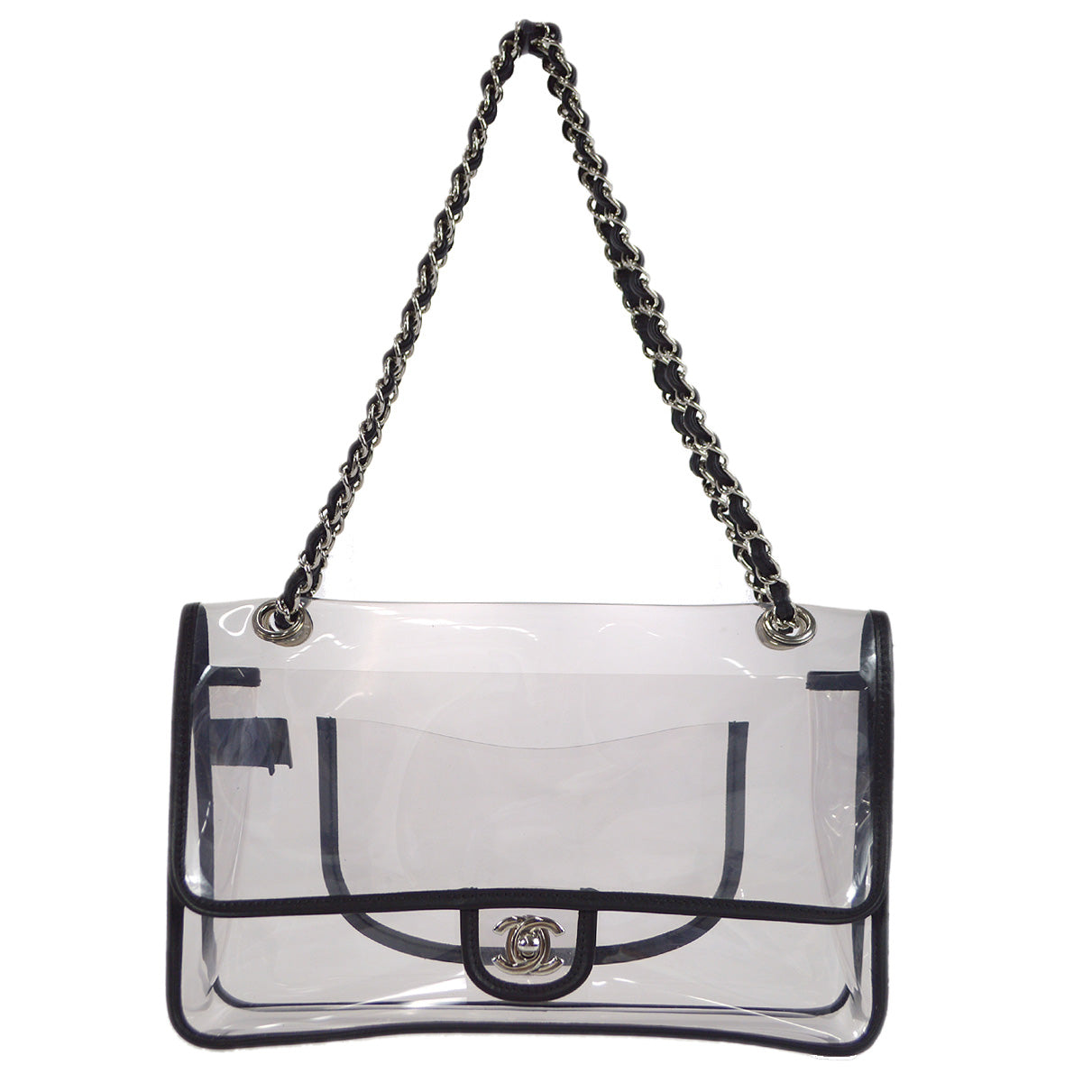 Chanel Double Chain Shoulder Bag Clear Vinyl