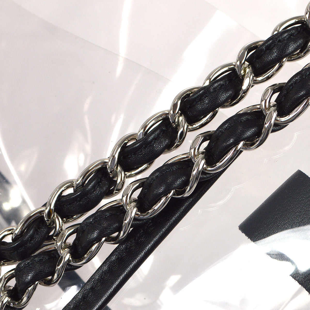 Chanel Double Chain Shoulder Bag Clear Vinyl
