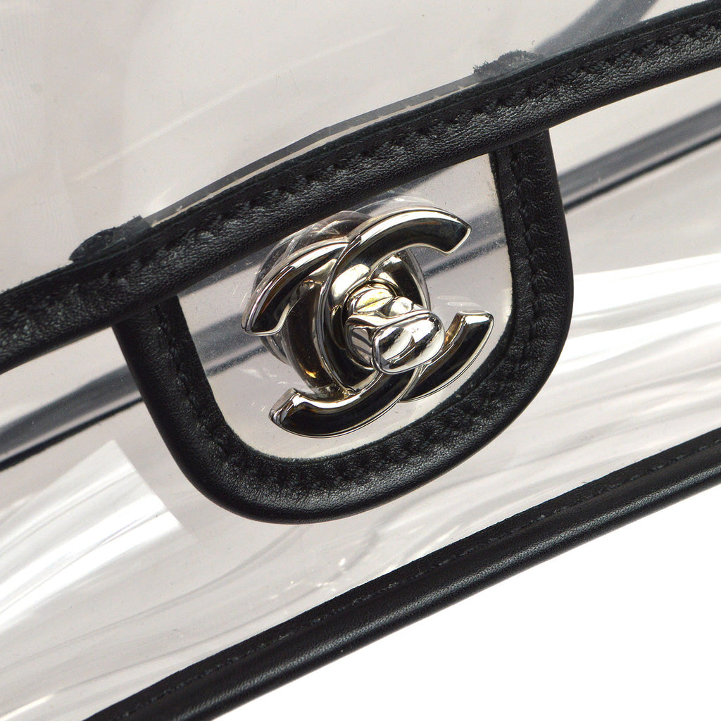Chanel Double Chain Shoulder Bag Clear Vinyl