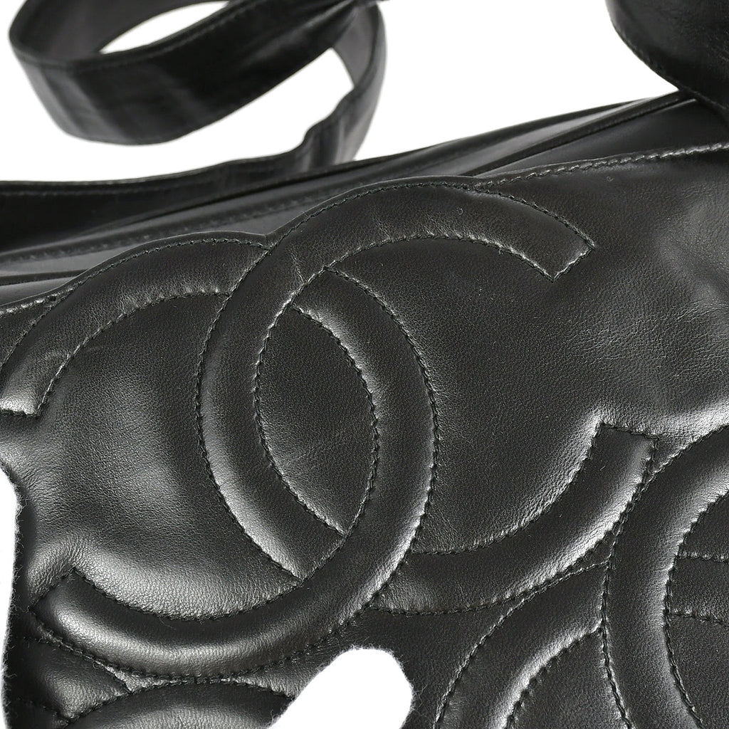 Chanel 1994-1996 Triple CC Camera Bag Large Black Lambskin