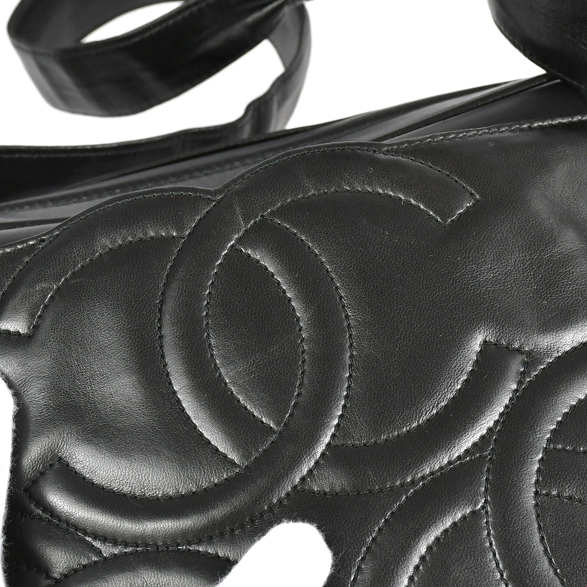 Chanel 1994-1996 Triple CC Camera Bag Large Black Lambskin