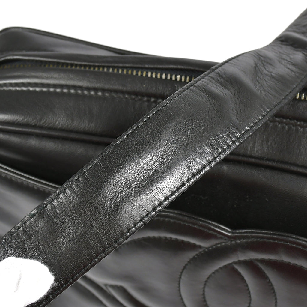 Chanel 1994-1996 Triple CC Camera Bag Large Black Lambskin