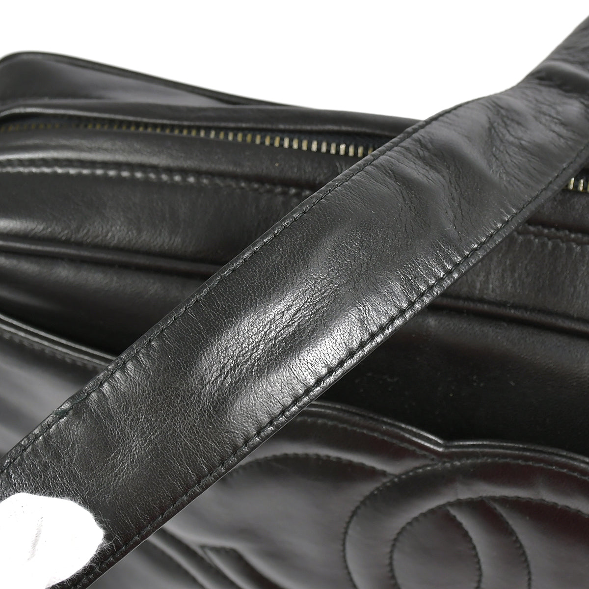 Chanel 1994-1996 Triple CC Camera Bag Large Black Lambskin
