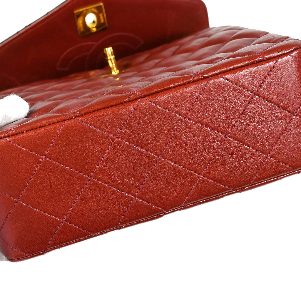 Chanel Chain Shoulder Bag Bi-Color Red Black Lambskin