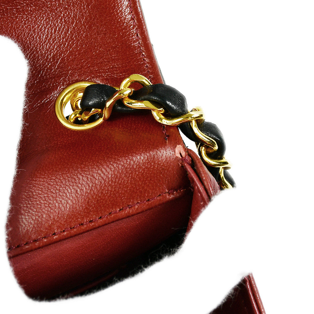Chanel Chain Shoulder Bag Bi-Color Red Black Lambskin
