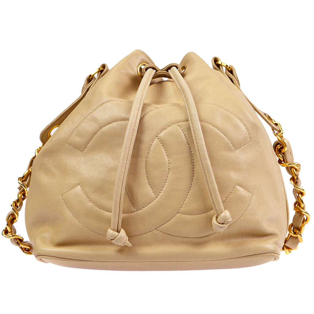 Chanel 1991-1994 Shoulder Bag Beige Lambskin