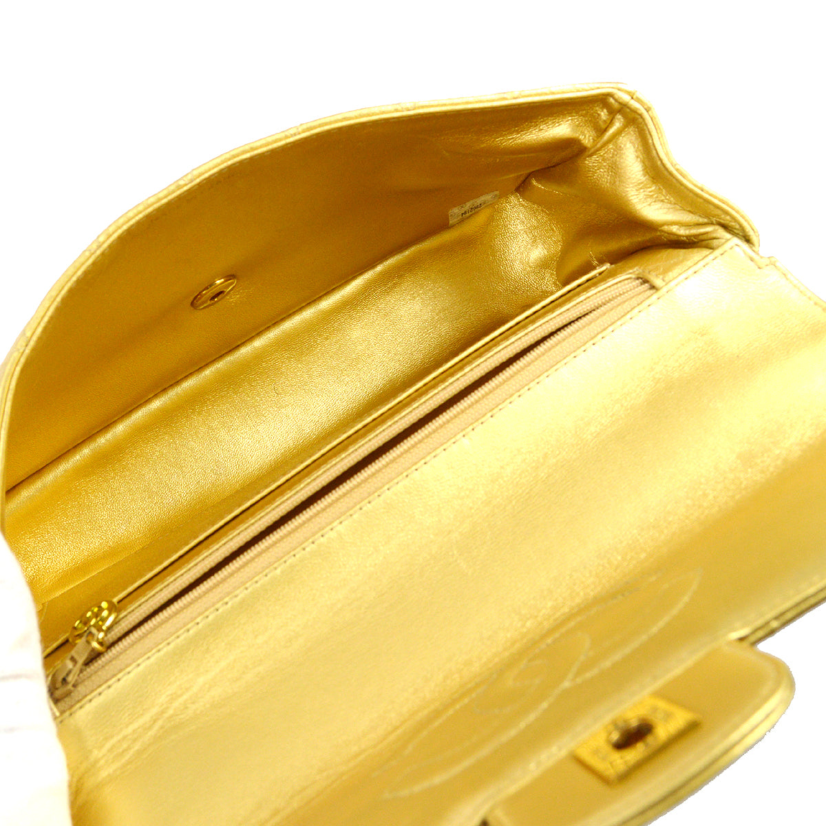 Chanel 1991-1994 Classic Flap Handbag Gold Lambskin
