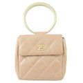 Chanel 2000-2001 Acrylic Handle Handbag Pink Lambskin