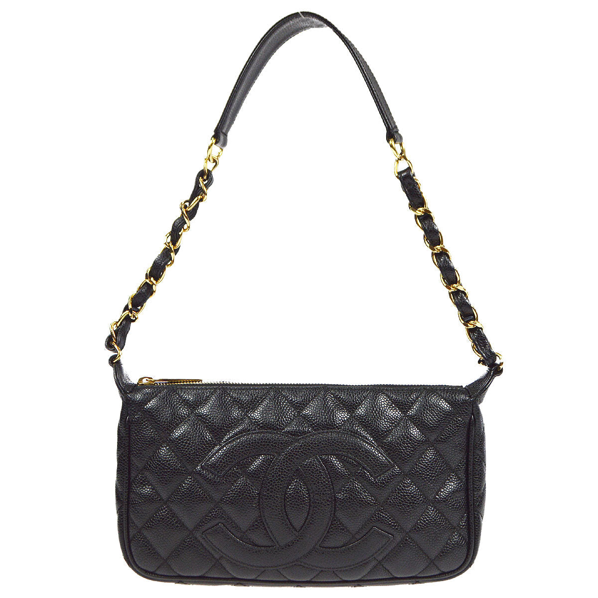 Chanel 2001-2003 Shoulder Bag Black Caviar