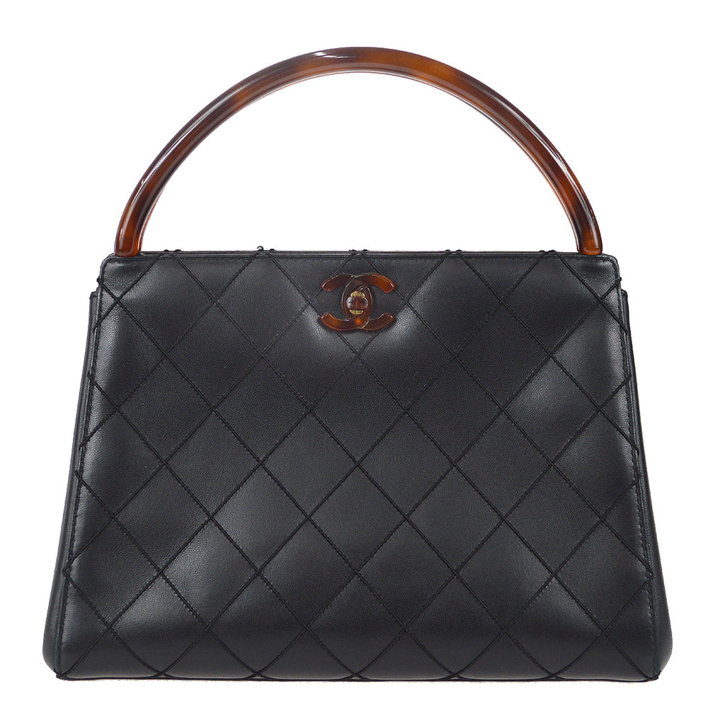 Chanel 1997-1999 Tortoiseshell Handbag Black Calfskin