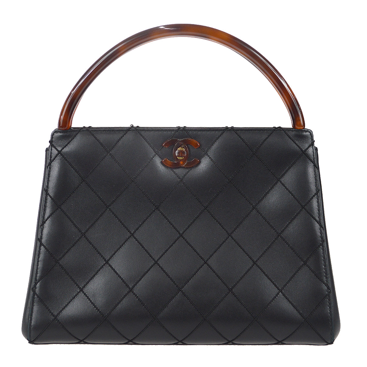 Chanel 1997-1999 Tortoiseshell Handbag Black Calfskin