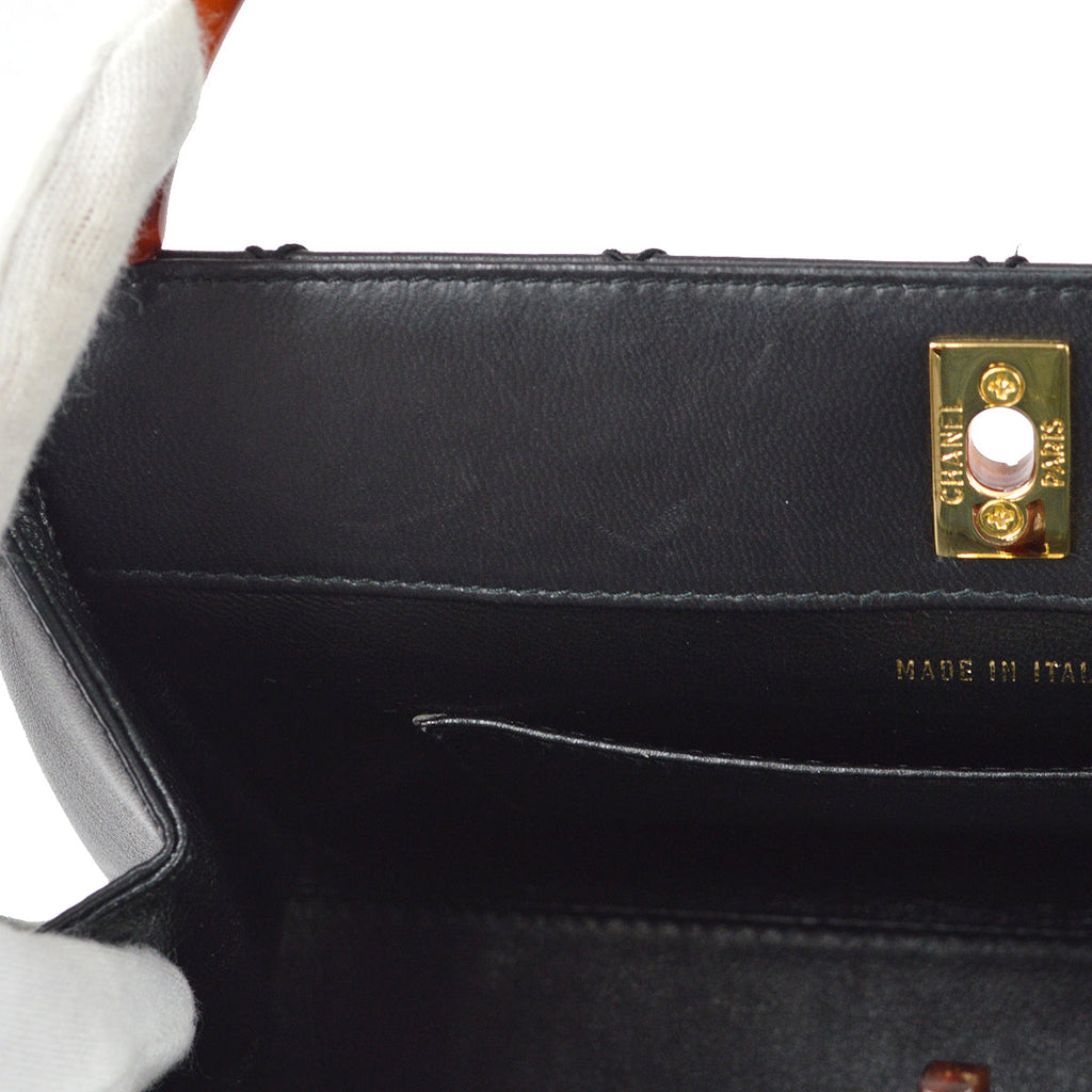 Chanel 1997-1999 Tortoiseshell Handbag Black Calfskin