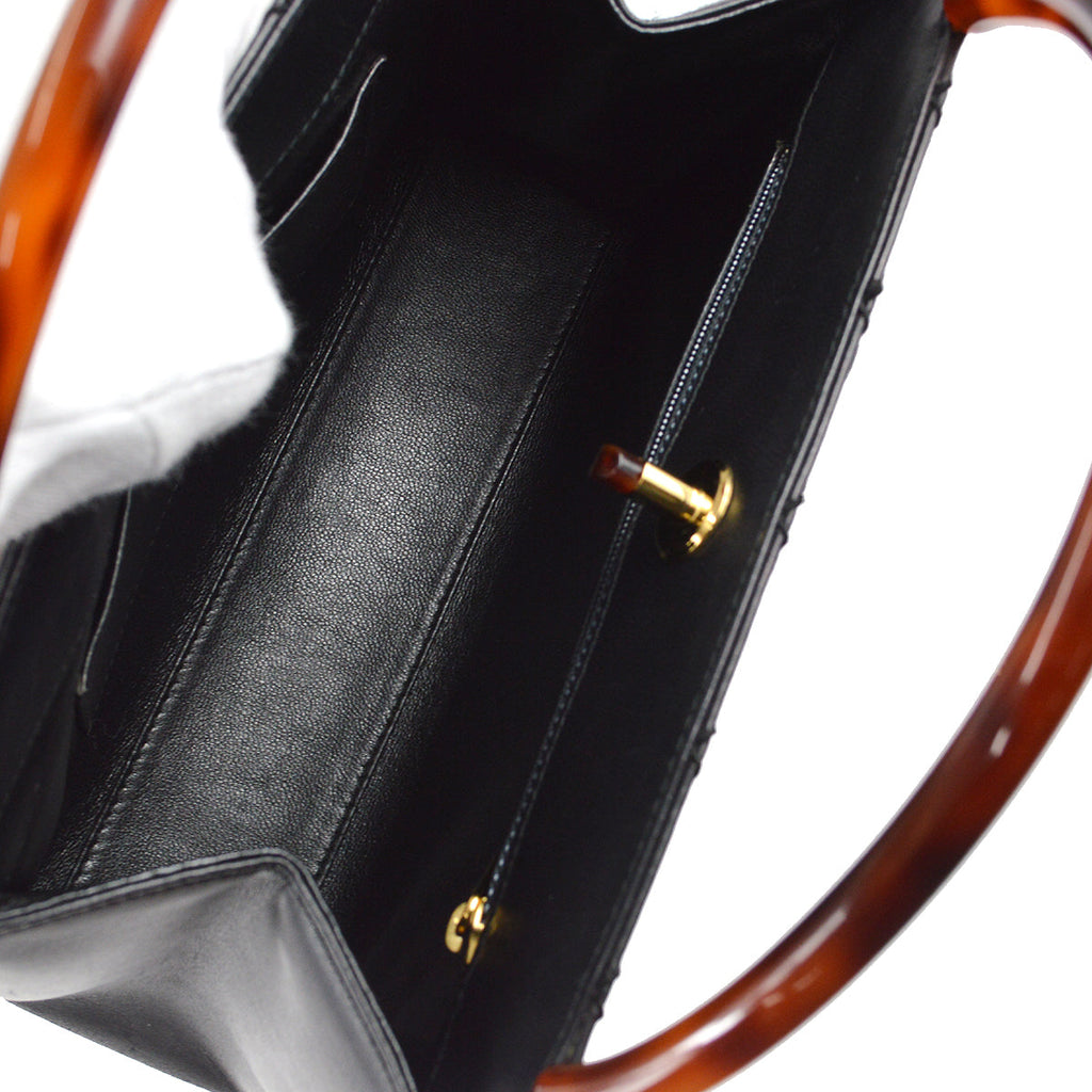 Chanel 1997-1999 Tortoiseshell Handbag Black Calfskin
