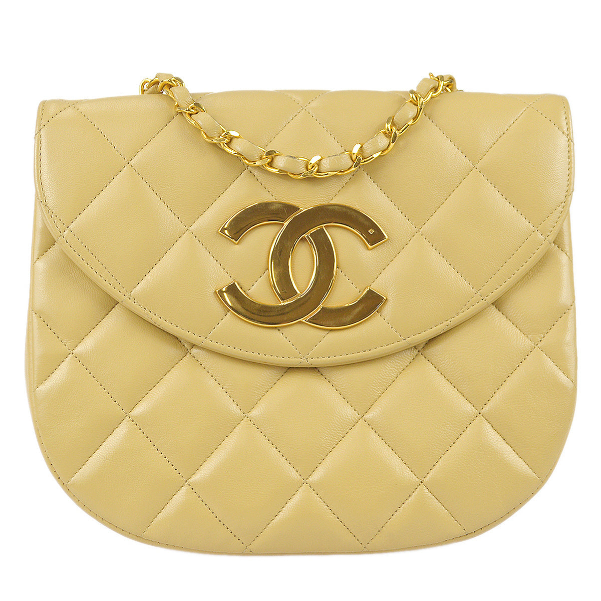 Chanel Chain Shoulder Bag Beige Lambskin