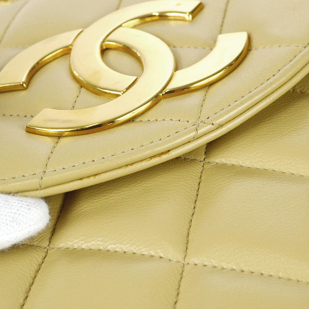 Chanel Chain Shoulder Bag Beige Lambskin
