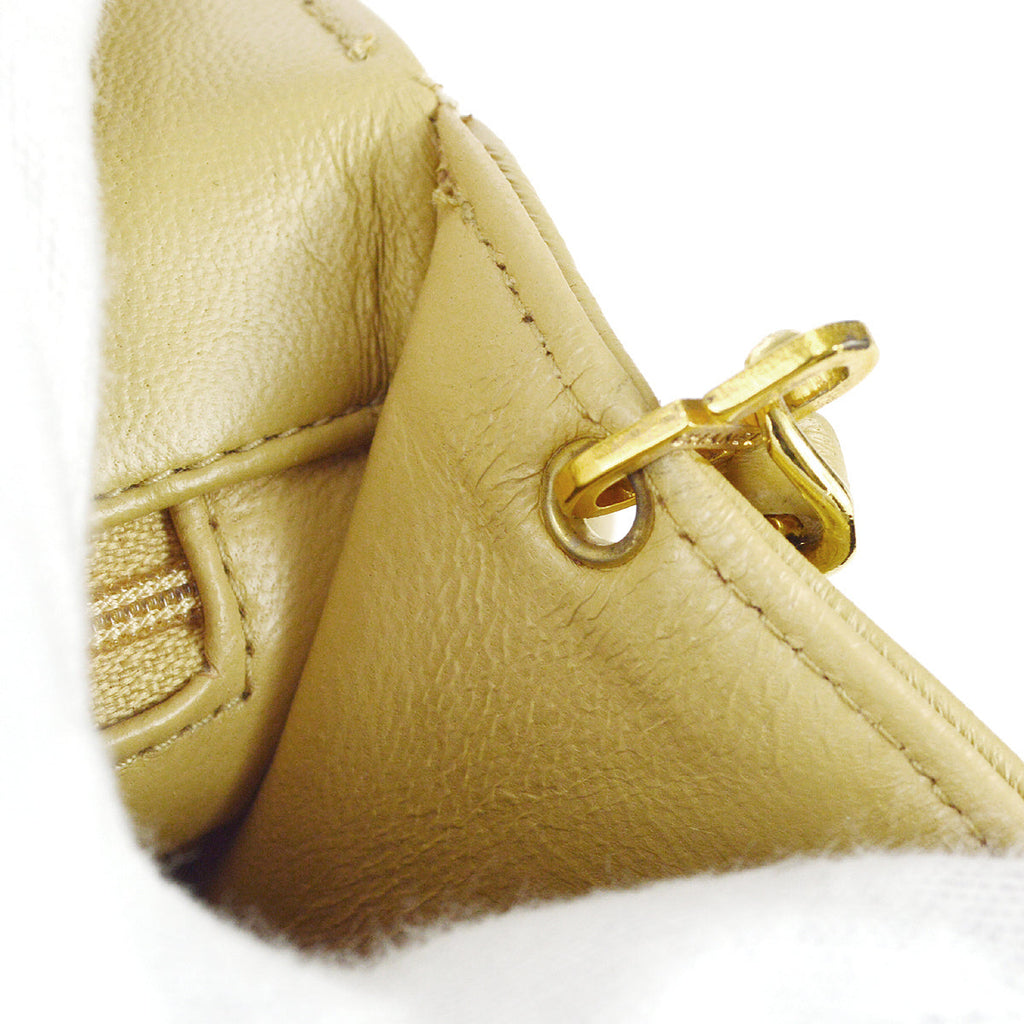 Chanel Chain Shoulder Bag Beige Lambskin