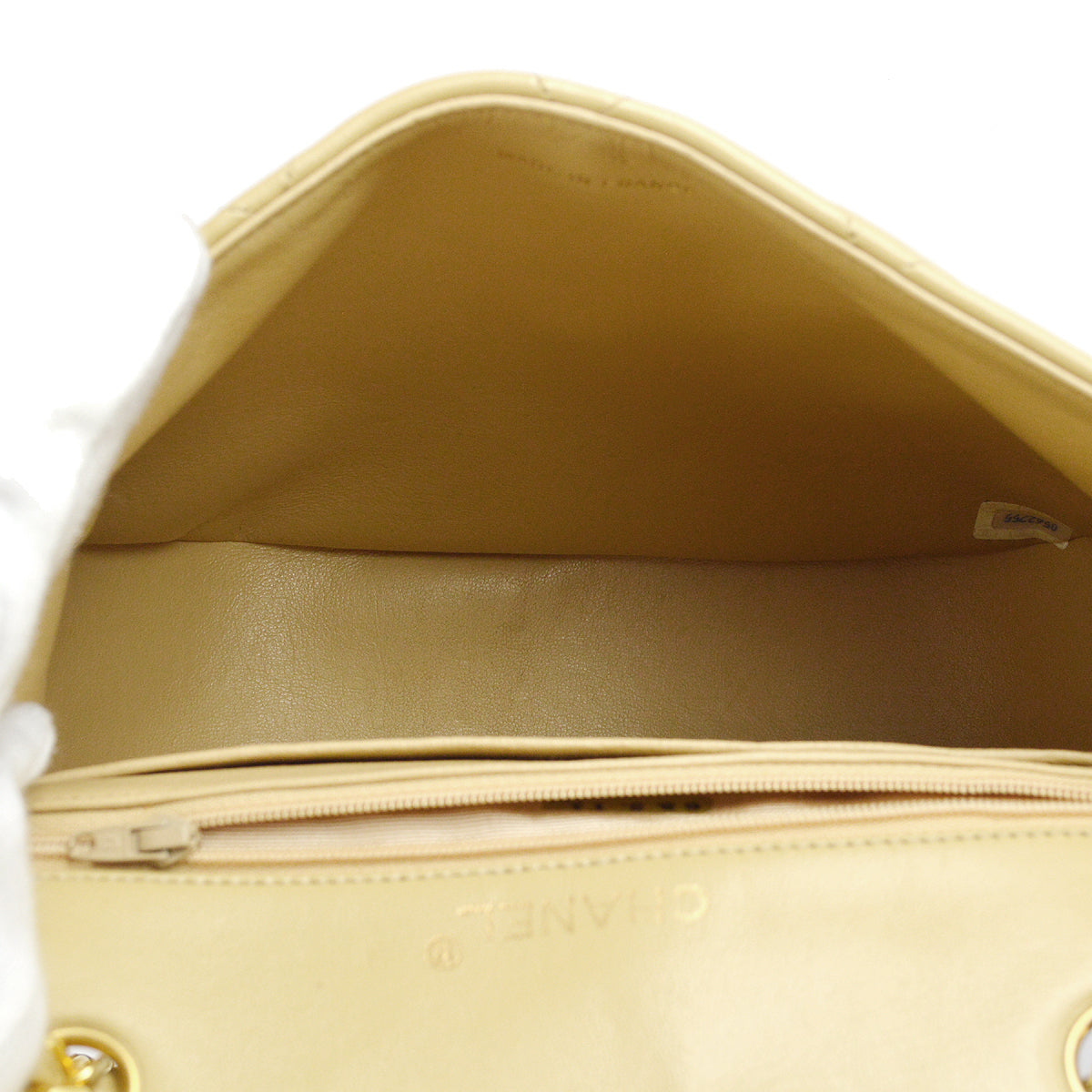 Chanel Chain Shoulder Bag Beige Lambskin