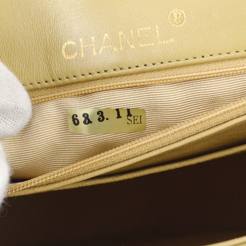 Chanel Chain Shoulder Bag Beige Lambskin