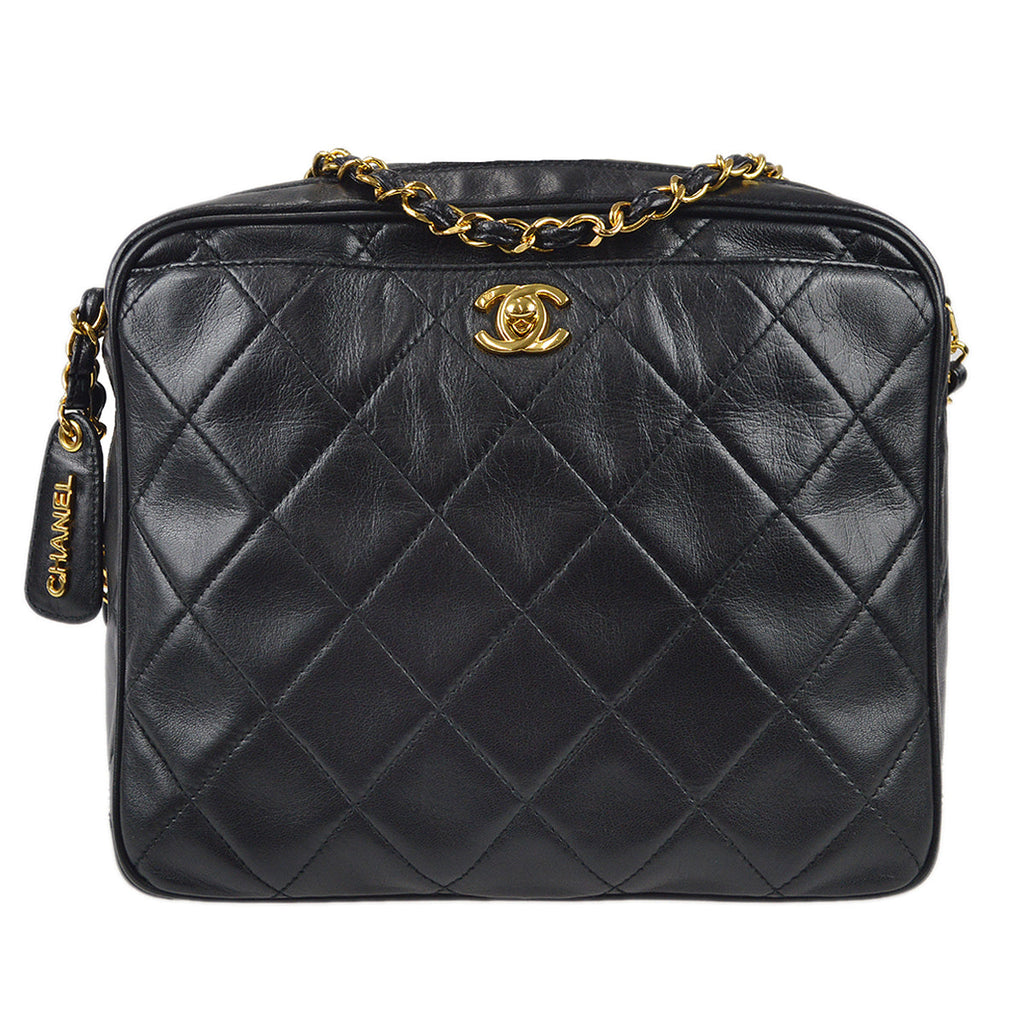 Chanel 1996-1997 Pocket Camera Bag Small Black Lambskin