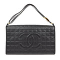 Chanel 2001-2003 Choco Bar Shoulder Bag Black Lambskin