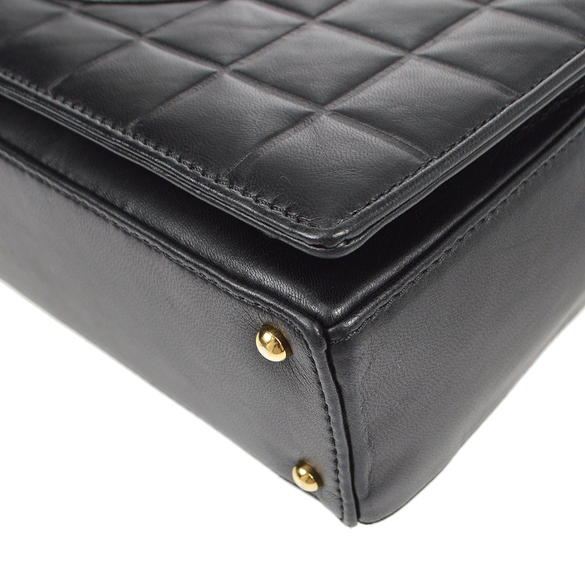 Chanel 2001-2003 Choco Bar Shoulder Bag Black Lambskin