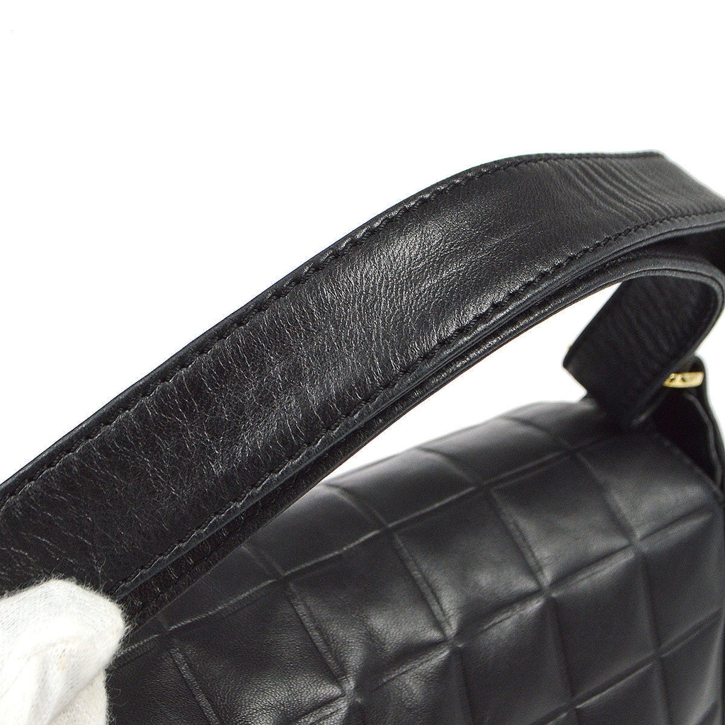 Chanel 2001-2003 Choco Bar Shoulder Bag Black Lambskin