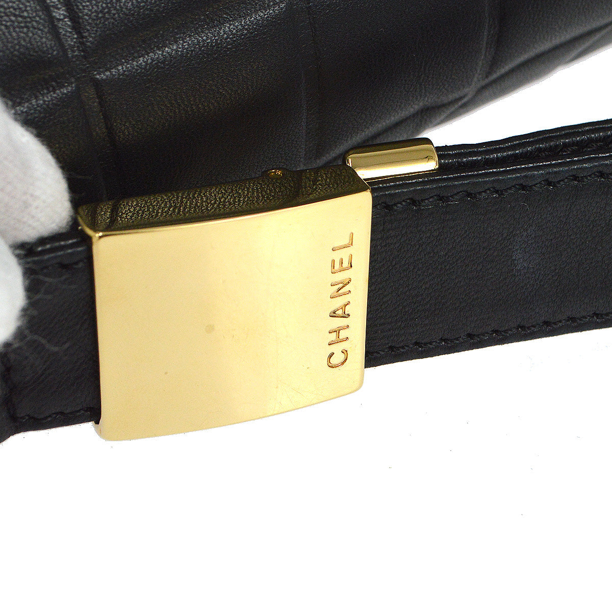 Chanel 2001-2003 Choco Bar Shoulder Bag Black Lambskin
