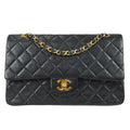 Chanel 1989-1991 Classic Double Flap Medium Shoulder Bag Black Lambskin