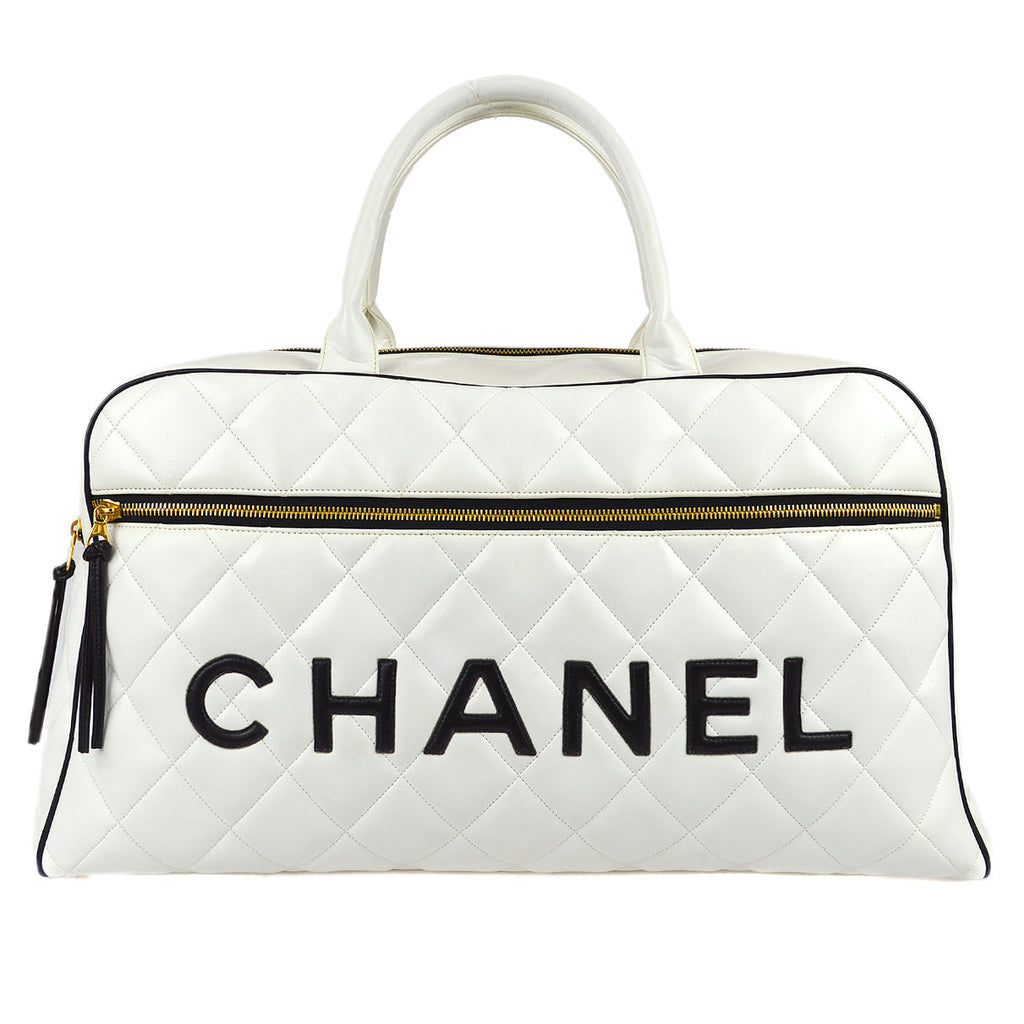 Chanel * 1994-1996 Bowling Bag 50 White Calfskin