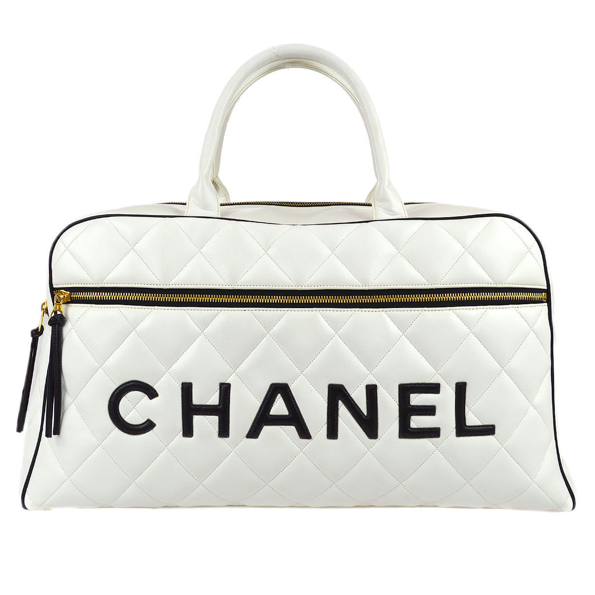 Chanel * 1994-1996 Bowling Bag 50 White Calfskin