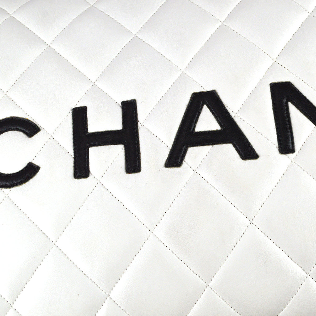 Chanel * 1994-1996 Bowling Bag 50 White Calfskin