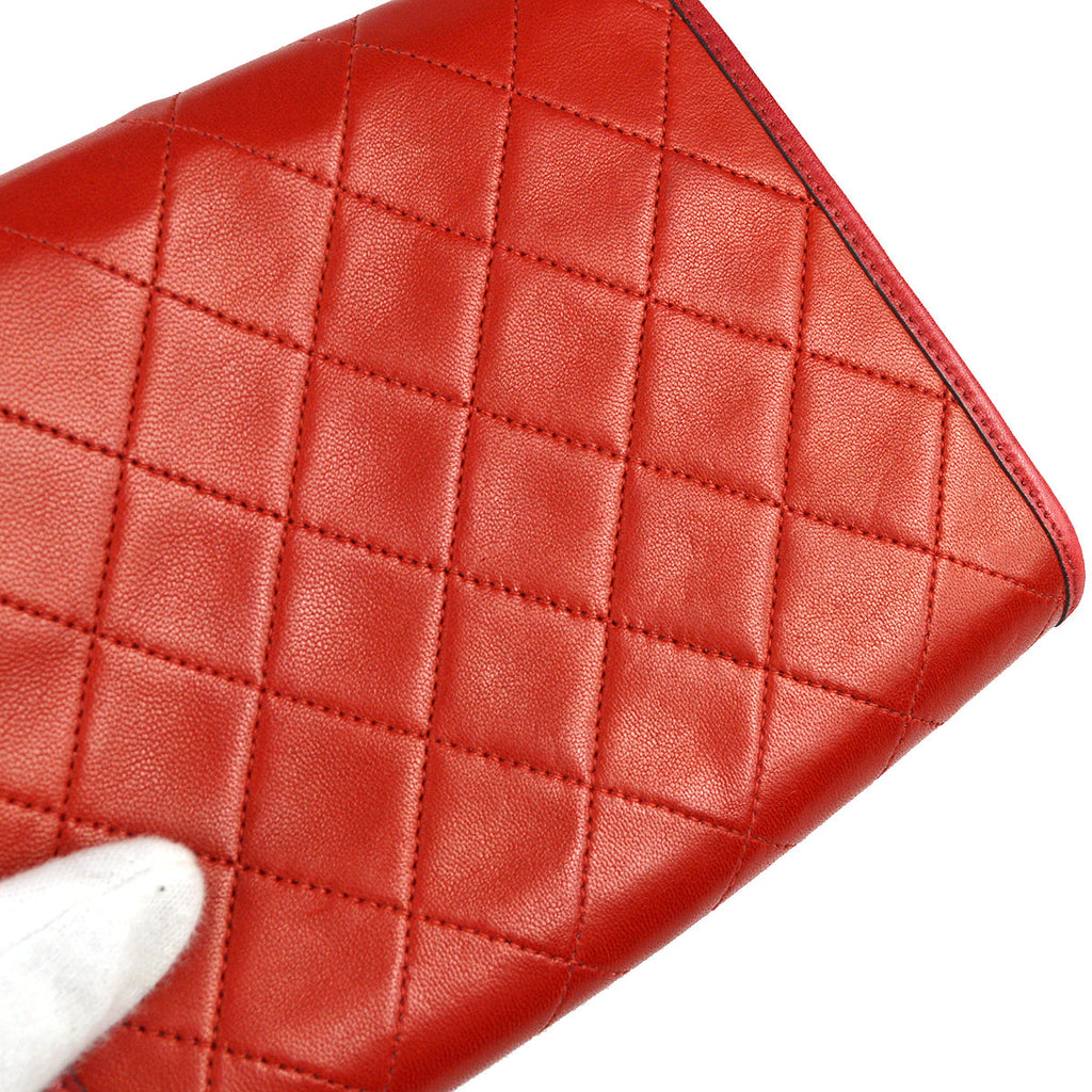 Chanel * Double Chain Shoulder Bag Red Lambskin