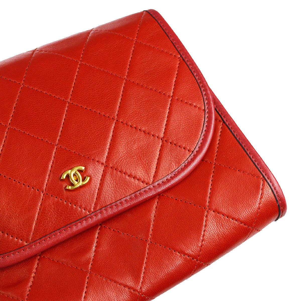 Chanel * Double Chain Shoulder Bag Red Lambskin