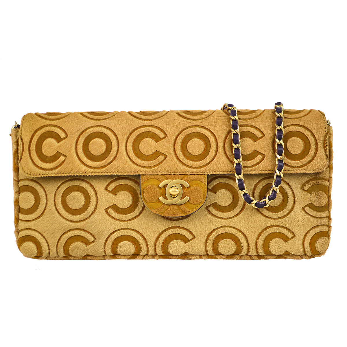 Chanel * East West Coco Shoulder Bag Beige Pony Hair