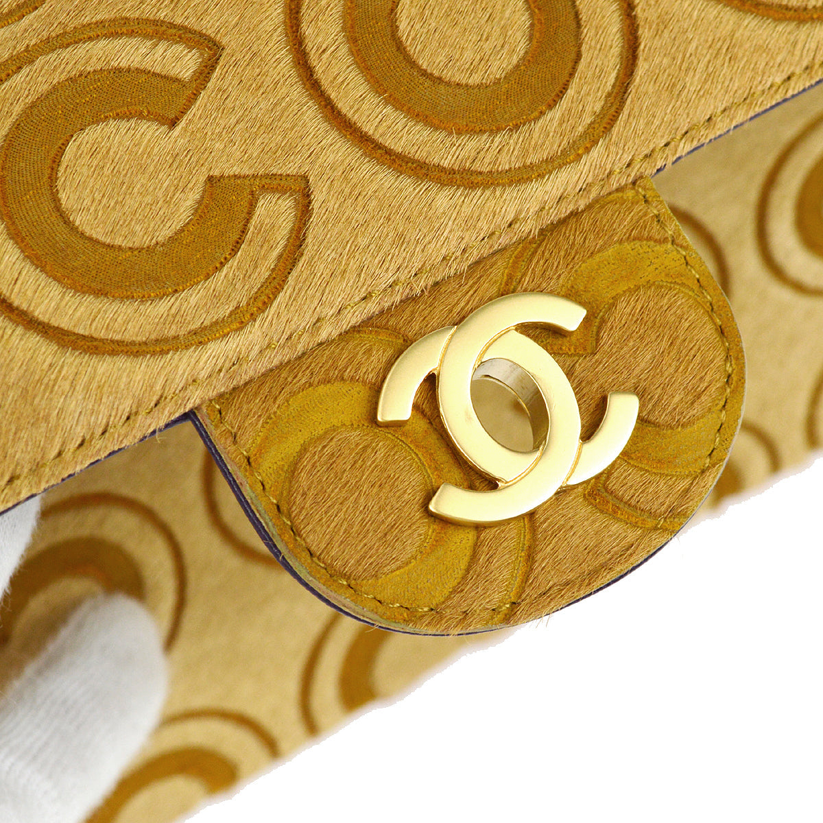 Chanel * East West Coco Shoulder Bag Beige Pony Hair