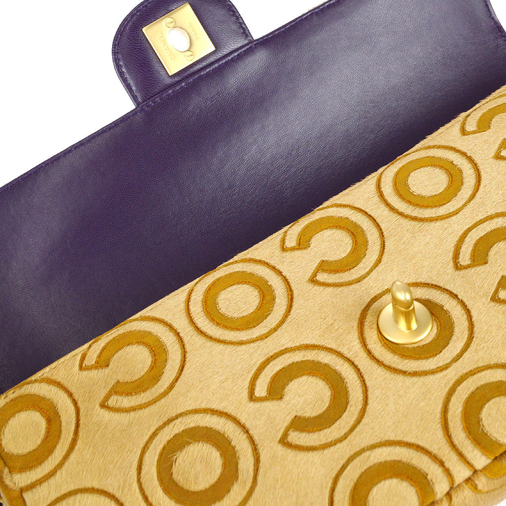 Chanel * East West Coco Shoulder Bag Beige Pony Hair