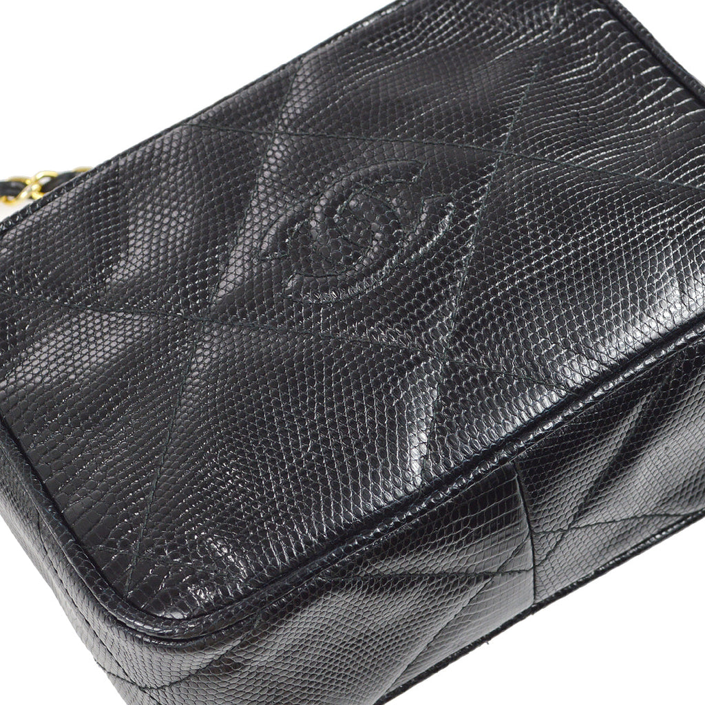 Chanel * 1986-1988 Camera Bag Mini Black Lizard