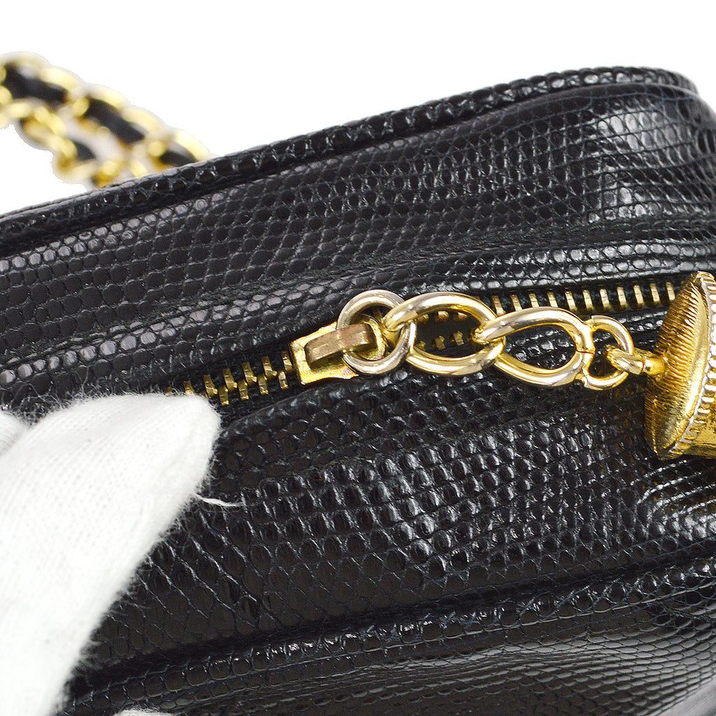 Chanel * 1986-1988 Camera Bag Mini Black Lizard