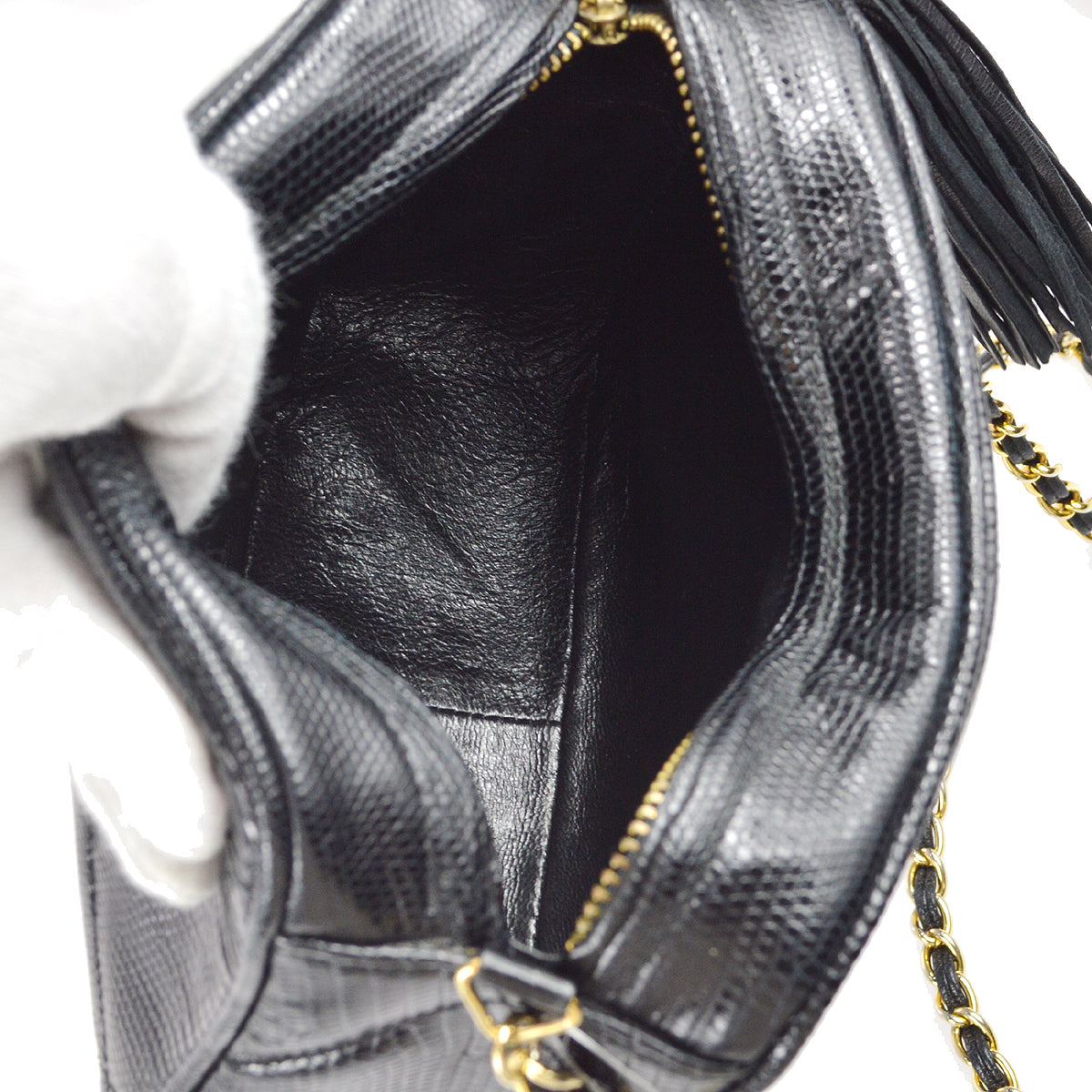 Chanel * 1986-1988 Camera Bag Mini Black Lizard