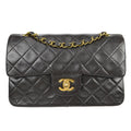 Chanel 1991-1994 Classic Double Flap Small Shoulder Bag Black Lambskin