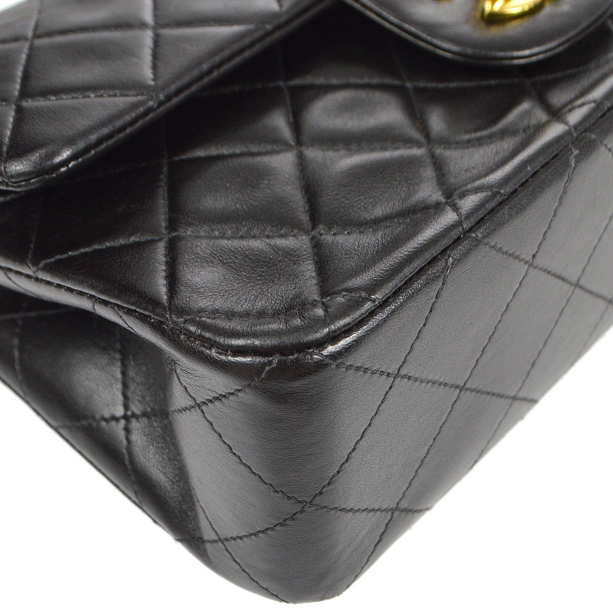 Chanel 1991-1994 Classic Double Flap Small Shoulder Bag Black Lambskin