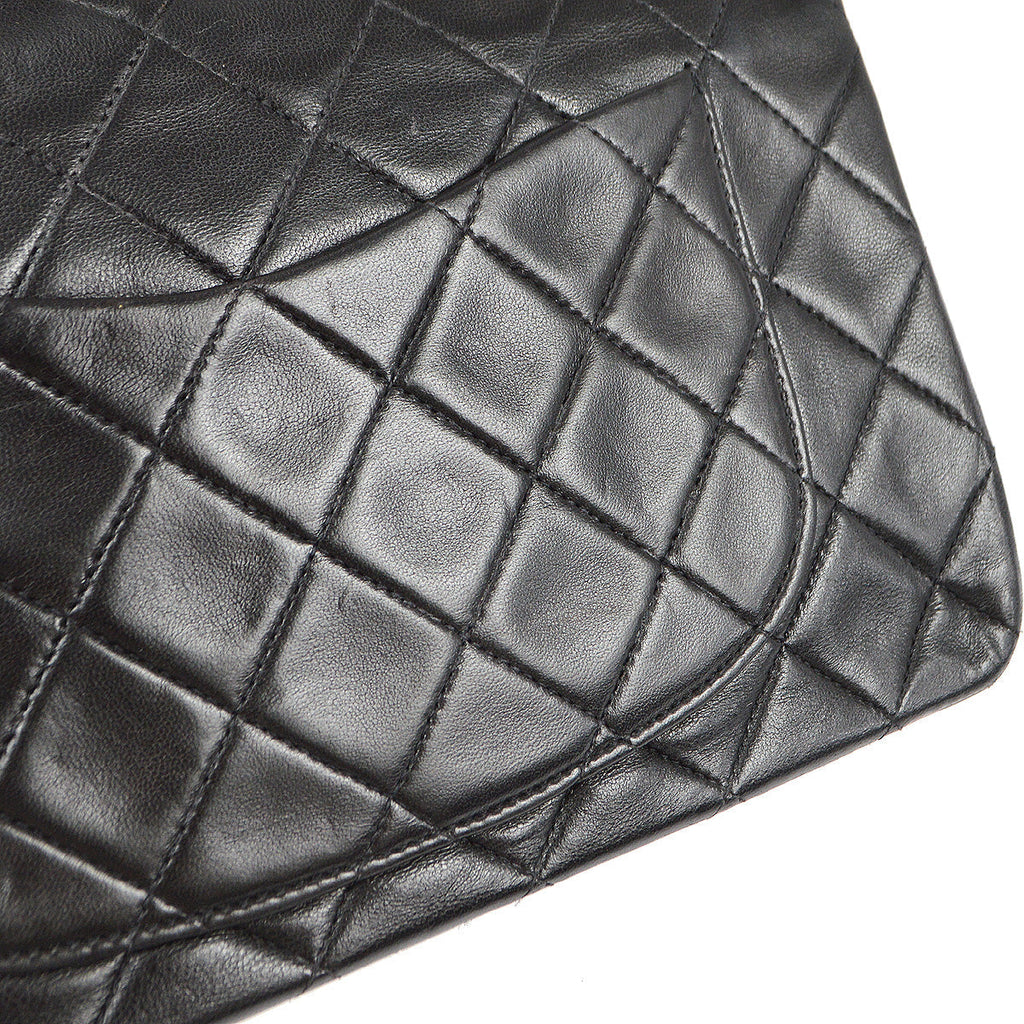 Chanel 1991-1994 Classic Double Flap Small Shoulder Bag Black Lambskin