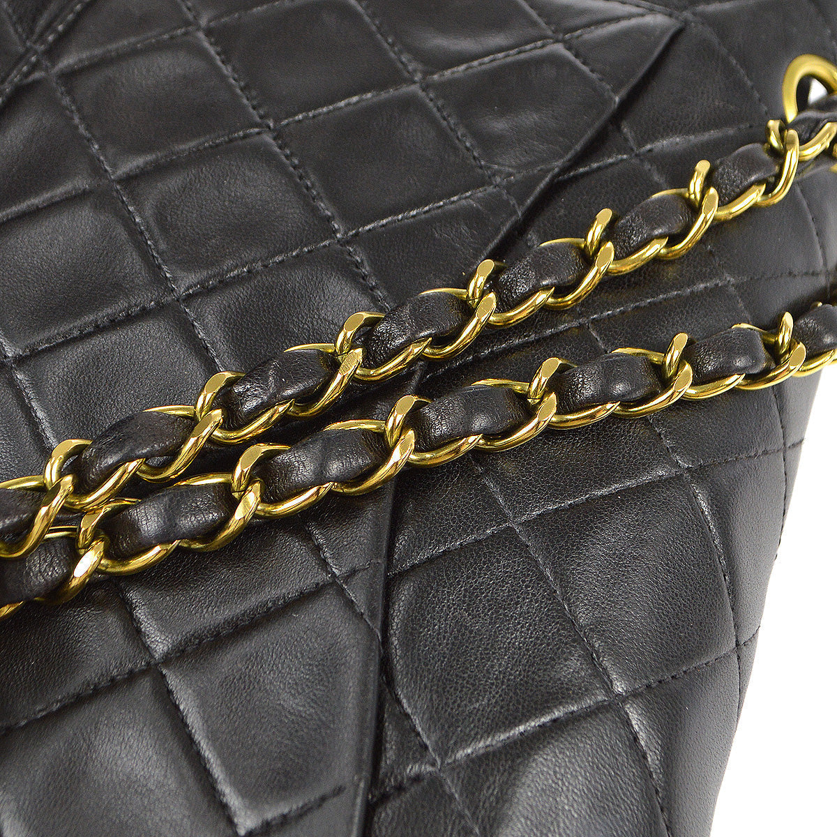 Chanel 1991-1994 Classic Double Flap Small Shoulder Bag Black Lambskin