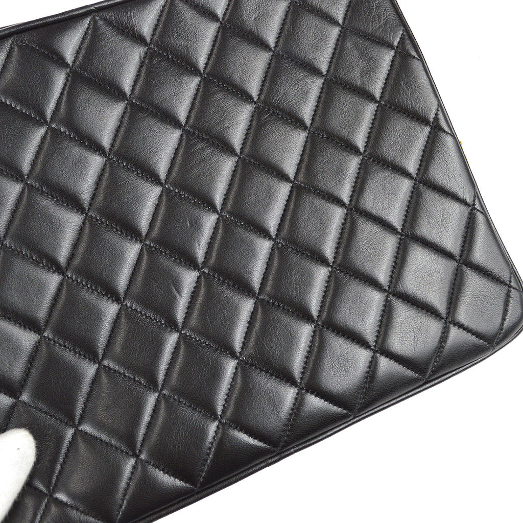 Chanel 1991-1994 Pocket Camera Bag Large Black Lambskin
