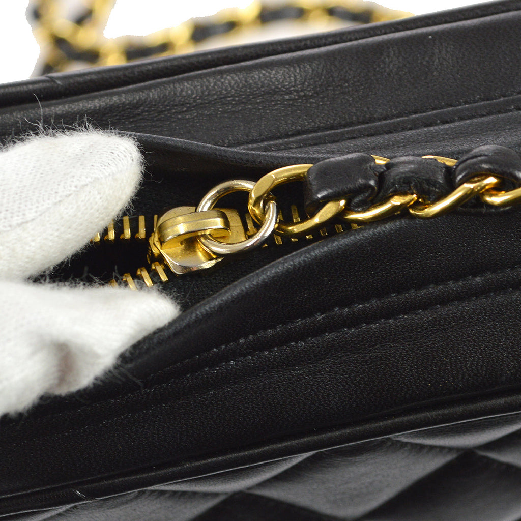 Chanel 1991-1994 Pocket Camera Bag Large Black Lambskin